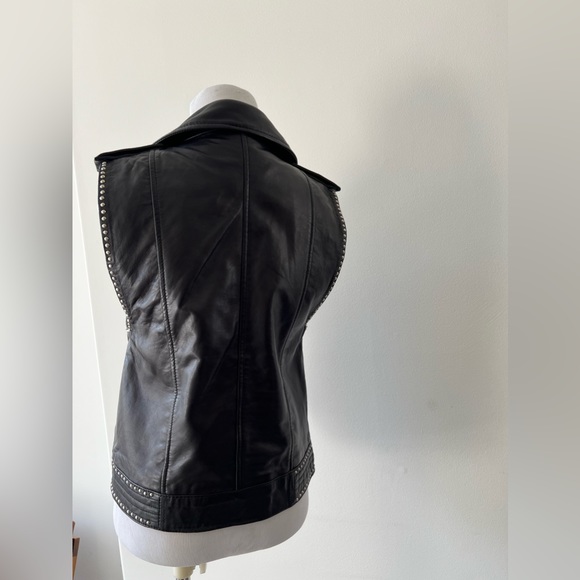 Zadig & Voltaire Lexy Studded Leather Moto Vest in Black S Biker Excellent - Picture 2 of 3